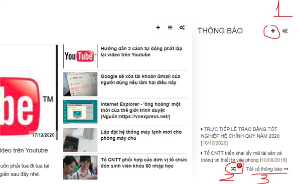 Hướng dẫn đăng thông báo trên website